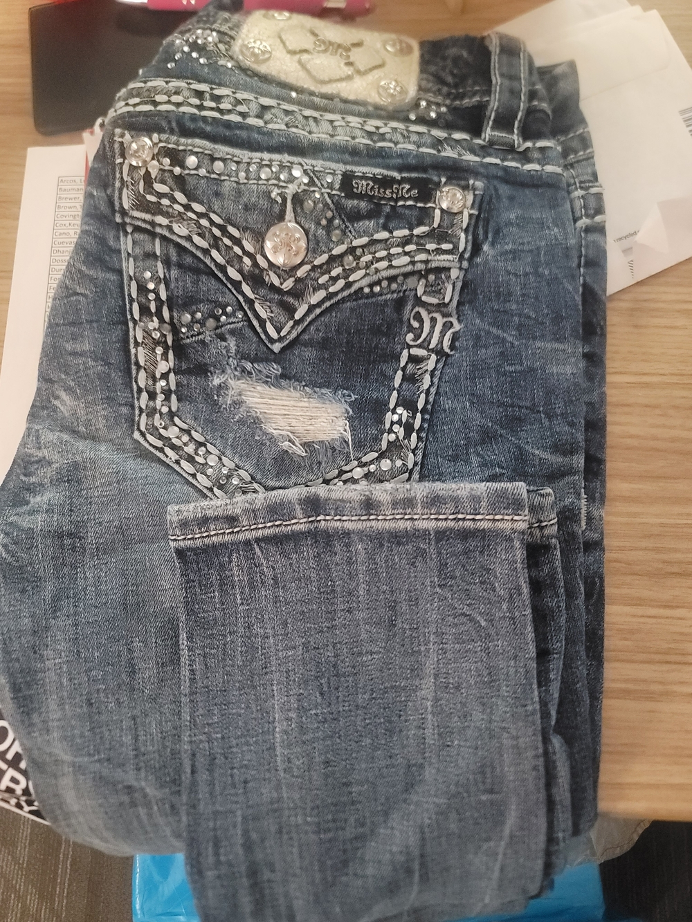 Miss Me Women's Embellished Skinny Jeans - Blue